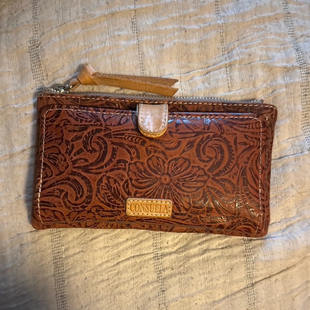 Consuela Brown Embossed Leather Wallet
